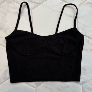 Joah Brown Black Ribbed Corset Tank